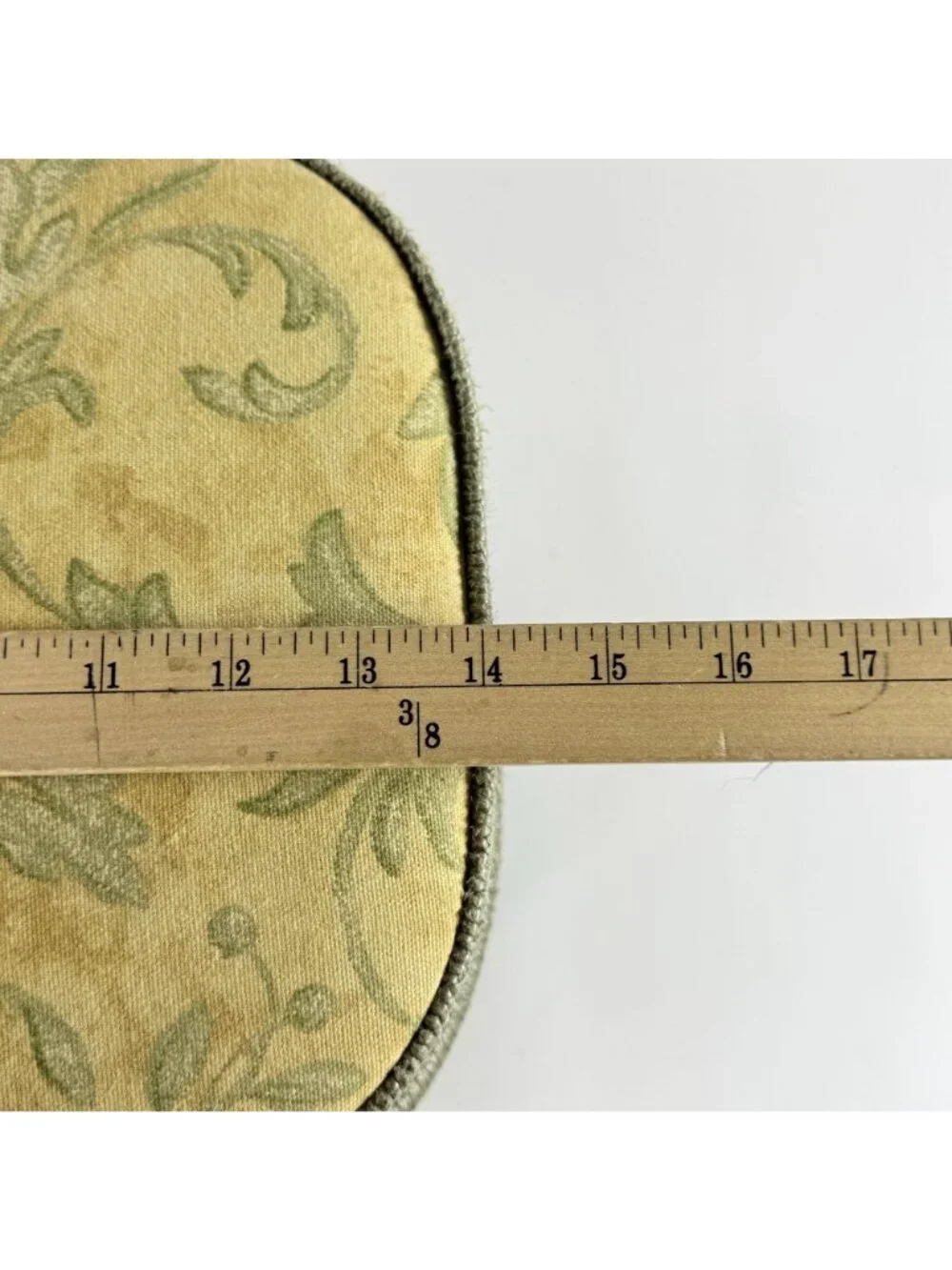 Vintage Wicker Sewing Basket W/Tray Handles & Lid Green/Yellow Floral Fabric